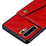 For Huawei P30 pro Double Buckle Non-slip Shockproof Cell Phone Case with Card Slot Bracket black