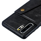 For Huawei P30 pro Double Buckle Non-slip Shockproof Cell Phone Case with Card Slot Bracket black