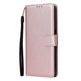 For OPPO Realme C3/Realme 6 PU Leather Mobile Phone Cover with 3 Cards Slots Phone Frame Rose gold