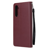 For OPPO Realme C3/Realme 6 PU Leather Mobile Phone Cover with 3 Cards Slots Phone Frame wine red