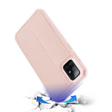 For Samsung A71 Magnetic Protective Case Bracket with Card Slot Leather Mobile Phone Cover Pink