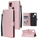 For Redmi 9A/Redmi 9C PU Leather Mobile Phone Cover with 3 Cards Slots Phone Frame Rose gold