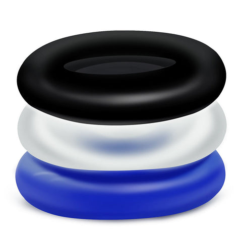 Soft Stretchy Donut Cock Rings Waterproof Silicone Ring Relax 3 Seamless Same Size Different Color Toys Boxed three-color ring