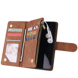 For HUAWEI P40 Case Smartphone Shell Wallet Design Zipper Closure Overall Protection Cellphone Cover  4 brown