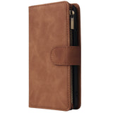 For HUAWEI P40 Case Smartphone Shell Wallet Design Zipper Closure Overall Protection Cellphone Cover  4 brown