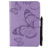For iPad mini 1/2/3/4 Fashion Butterfly Embossed PU Leather Magnetic Closure Stand Case Auto Wake/Sleep Cover with Pen Slot green