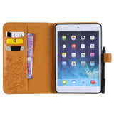 For iPad mini 1/2/3/4 Fashion Butterfly Embossed PU Leather Magnetic Closure Stand Case Auto Wake/Sleep Cover with Pen Slot green