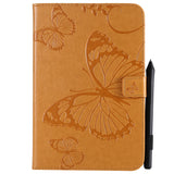 For iPad mini 1/2/3/4 Fashion Butterfly Embossed PU Leather Magnetic Closure Stand Case Auto Wake/Sleep Cover with Pen Slot green