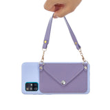 For HUAWEI P40/P40 Lite/P40 Pro Mobile Phone Cover with Pu Leather Card Holder + Hand Rope + Straddle Rope purple