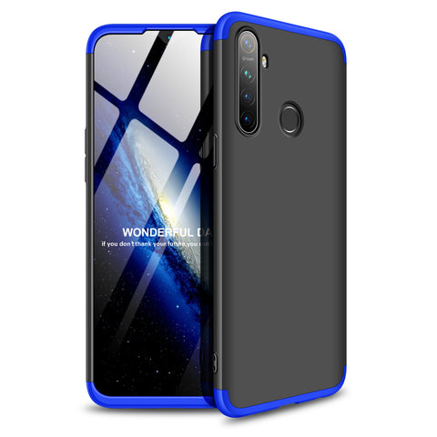 for OPPO Realme 5 Anti-Collision Protection Cover 360 Degree Full Coverage Phone Case Cellphone Shell Cover blue+black