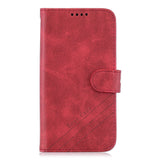 For HUAWEI Honor 7C-Enjoy 8-Y7 2018-Y7 Pro 2018 Denim Pattern Solid Color Flip Wallet PU Leather Protective Phone Case with Buckle & Bracket red