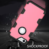 For iPhone 7 PC+ Silicone 2 in 1 Hit Color Tri-proof Shockproof Dustproof Anti-fall Protective Cover Back Case Rose red + black