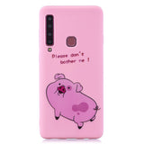 For Samsung A9 2018 Cartoon Lovely Coloured Painted Soft TPU Back Cover Non-slip Shockproof Full Protective Case with Lanyard Rose red