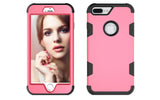 For iPhone 7 plus PC+ Silicone 2 in 1 Hit Color Tri-proof Shockproof Dustproof Anti-fall Protective Cover Back Case Rose red + black