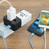 Universal Travel Adapter International Power Outlet Plug 2 USB black