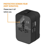 Universal Travel Adapter International Power Outlet Plug 2 USB black