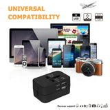 Universal Travel Adapter International Power Outlet Plug 2 USB black
