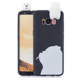 For Samsung S8 3D Cartoon Lovely Coloured Painted Soft TPU Back Cover Non-slip Shockproof Full Protective Case black