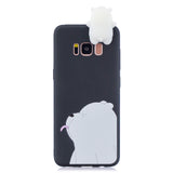 For Samsung S8 3D Cartoon Lovely Coloured Painted Soft TPU Back Cover Non-slip Shockproof Full Protective Case black