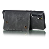 For Huawei P30 pro Double Buckle Non-slip Shockproof Cell Phone Case with Card Slot Bracket gray
