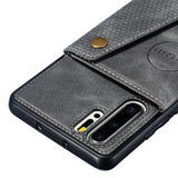 For Huawei P30 pro Double Buckle Non-slip Shockproof Cell Phone Case with Card Slot Bracket gray