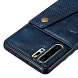 For Huawei P30 pro Double Buckle Non-slip Shockproof Cell Phone Case with Card Slot Bracket blue
