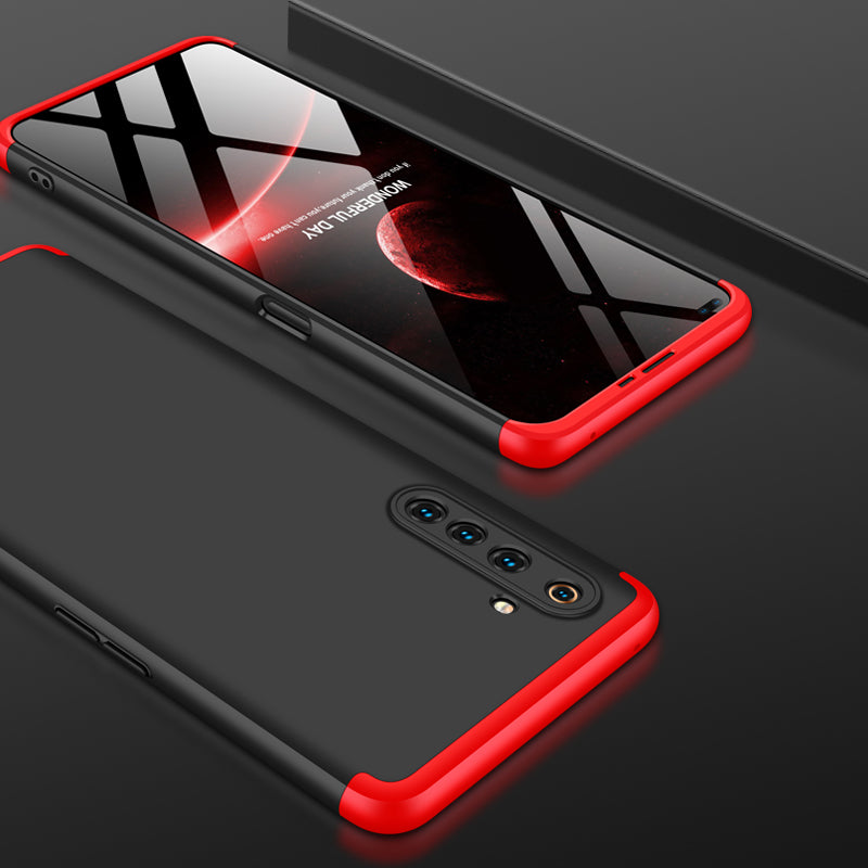 For OPPO Realme 6 Pro Cellphone Case PC Full Protection Anti-Scratch Mobile Phone Shell Cover Red + black