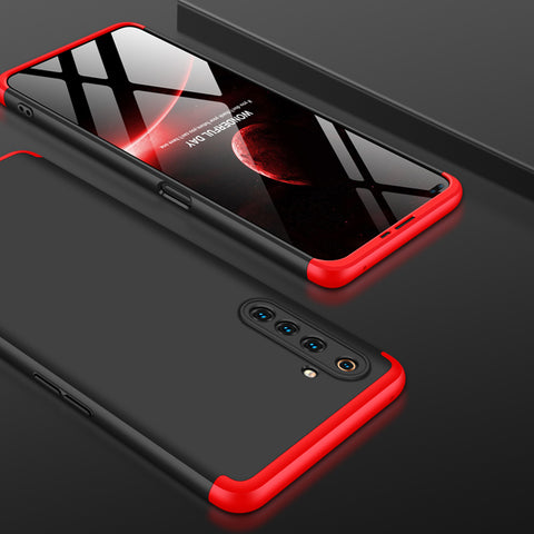 For OPPO Realme 6 Pro Cellphone Case PC Full Protection Anti-Scratch Mobile Phone Shell Cover Red + black