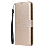 For OPPO Realme C3/Realme 6 PU Leather Mobile Phone Cover with 3 Cards Slots Phone Frame Gold