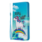 For Samsung A10S/A20S Smartphone Case PU Leather Phone Shell Lovely Cartoon Pattern Card Slots Overall Protection Rainbow horse