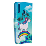 For Samsung A10S/A20S Smartphone Case PU Leather Phone Shell Lovely Cartoon Pattern Card Slots Overall Protection Rainbow horse