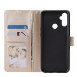 For OPPO Realme C3/Realme 6 PU Leather Mobile Phone Cover with 3 Cards Slots Phone Frame Gold