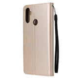 For OPPO Realme C3/Realme 6 PU Leather Mobile Phone Cover with 3 Cards Slots Phone Frame Gold