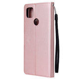 For Redmi 9A/Redmi 9C PU Leather Mobile Phone Cover with 3 Cards Slots Phone Frame Rose gold