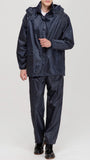 Men Raincoat Suits Outdoor Breathable Waterproof Rainwear Riding Rain Coat  + Pants Navy_XXL