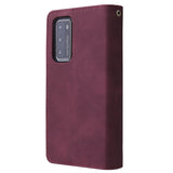 For HUAWEI P40 Case Smartphone Shell Wallet Design Zipper Closure Overall Protection Cellphone Cover  5 wine red