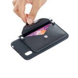 For HUAWEI Y5 2018/2019/Y6 2019/Y7 2019/PSMART Z/Y9 2019 Mobile Phone Cover with Pu Card Holder + Hand Rope + Straddle Rope black