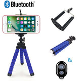 Flexible Portable Adjustable Tripod Mini Universal Octopus Leg Style Bluetooth Selfie Stick  blue_With Bluetooth remote control