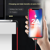 Knitted Charging Cable Lightning USB Charger Charging Data Sync Cable for iPhone 8 7 6s 6 5 X black