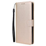 For OPPO F11 pro Wallet-type PU Leather Protective Phone Case with Buckle & 3 Card Position Gold
