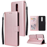 For OPPO F11 pro Wallet-type PU Leather Protective Phone Case with Buckle & 3 Card Position Gold