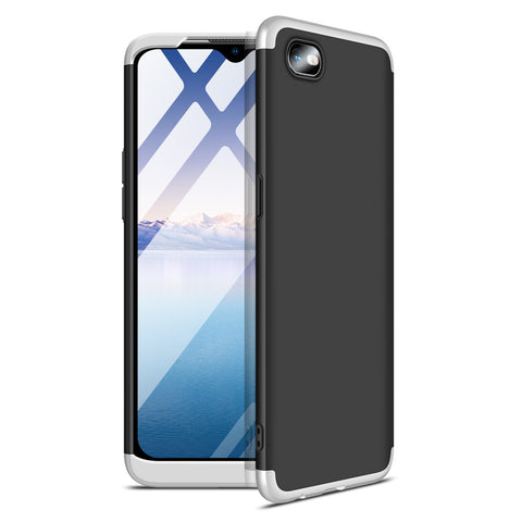 For OPPO Realme C2 Ultra Slim PC Back Cover Non-slip Shockproof 360 Degree Full Protective Case Silver black silver