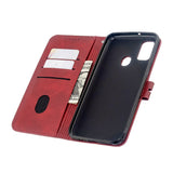For Samsung A51/A71/M30S Case Soft Leather Cover with Denim Texture Precise Cutouts Wallet Design Buckle Closure Smartphone Shell  red