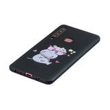 For Samsung A9 2018 Cartoon Lovely Coloured Painted Soft TPU Back Cover Non-slip Shockproof Full Protective Case with Lanyard black