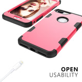 For iPhone 7 plus PC+ Silicone 2 in 1 Hit Color Tri-proof Shockproof Dustproof Anti-fall Protective Cover Back Case Rose red + black