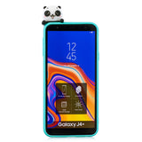 For Samsung J4 2018/J4 Plus Phone Case 3D Cartoon Panda Bamboo Cellphone Back Shell Shockproof Smartphone Cover Light blue