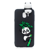 For Samsung J4 2018/J4 Plus Phone Case 3D Cartoon Panda Bamboo Cellphone Back Shell Shockproof Smartphone Cover Black