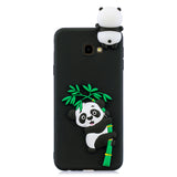 For Samsung J4 2018/J4 Plus Phone Case 3D Cartoon Panda Bamboo Cellphone Back Shell Shockproof Smartphone Cover Black