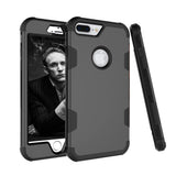For iPhone 7 plus PC+ Silicone 2 in 1 Hit Color Tri-proof Shockproof Dustproof Anti-fall Protective Cover Back Case black