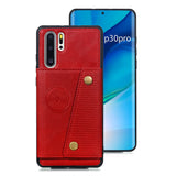 For Huawei P30 pro Double Buckle Non-slip Shockproof Cell Phone Case with Card Slot Bracket blue
